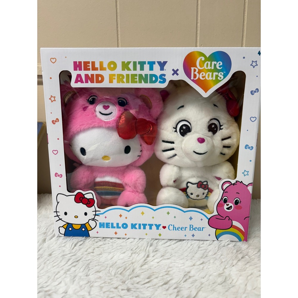 Hello Kitty x Care Bears Cheer‎ Bear Plush Set Sanrio Limited Edition New in Box